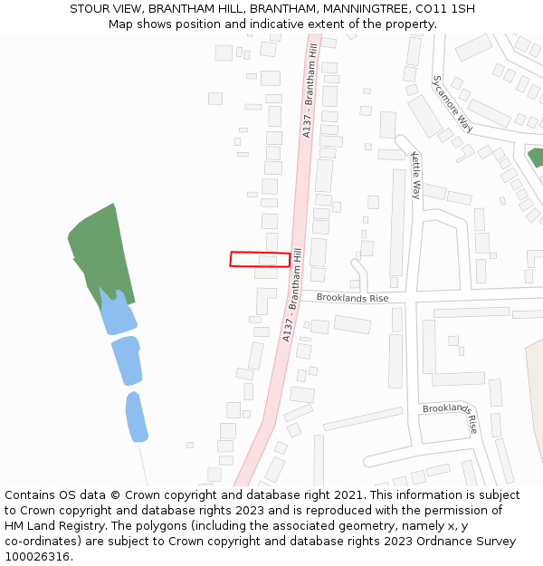 STOUR VIEW, BRANTHAM HILL, BRANTHAM, MANNINGTREE, CO11 1SH: Location map and indicative extent of plot