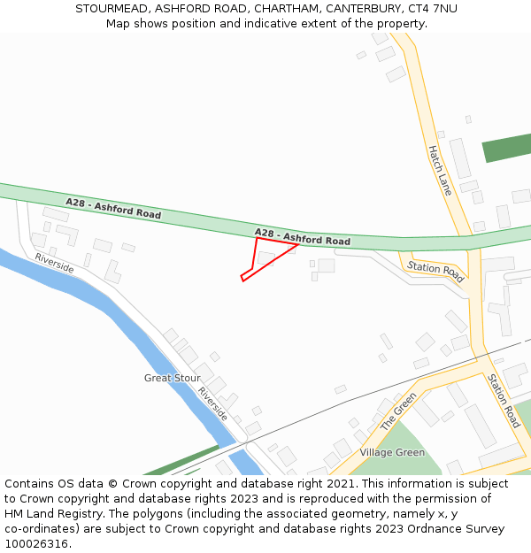 STOURMEAD, ASHFORD ROAD, CHARTHAM, CANTERBURY, CT4 7NU: Location map and indicative extent of plot