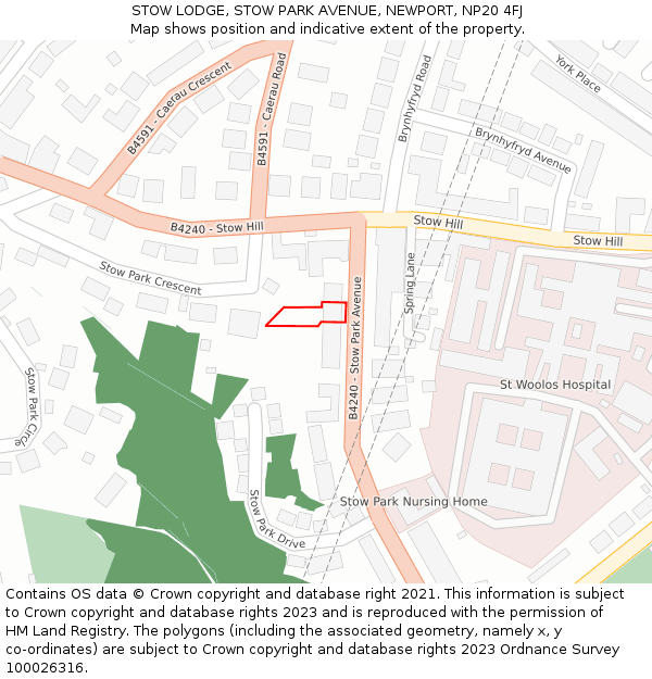 STOW LODGE, STOW PARK AVENUE, NEWPORT, NP20 4FJ: Location map and indicative extent of plot