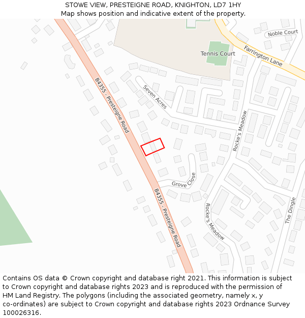 STOWE VIEW, PRESTEIGNE ROAD, KNIGHTON, LD7 1HY: Location map and indicative extent of plot
