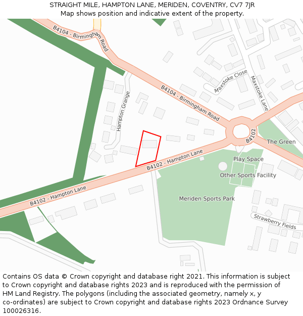 STRAIGHT MILE, HAMPTON LANE, MERIDEN, COVENTRY, CV7 7JR: Location map and indicative extent of plot