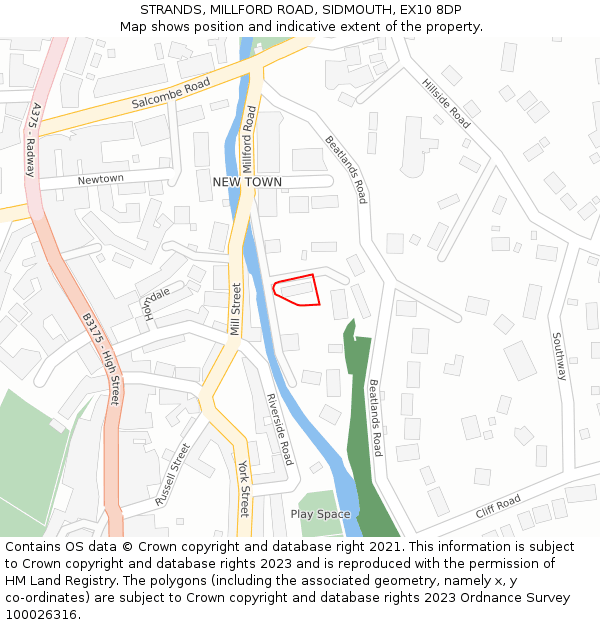 STRANDS, MILLFORD ROAD, SIDMOUTH, EX10 8DP: Location map and indicative extent of plot