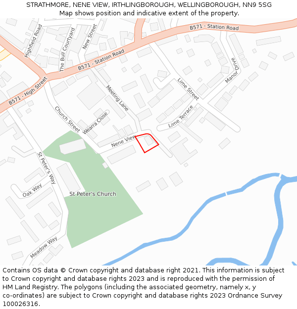 STRATHMORE, NENE VIEW, IRTHLINGBOROUGH, WELLINGBOROUGH, NN9 5SG: Location map and indicative extent of plot