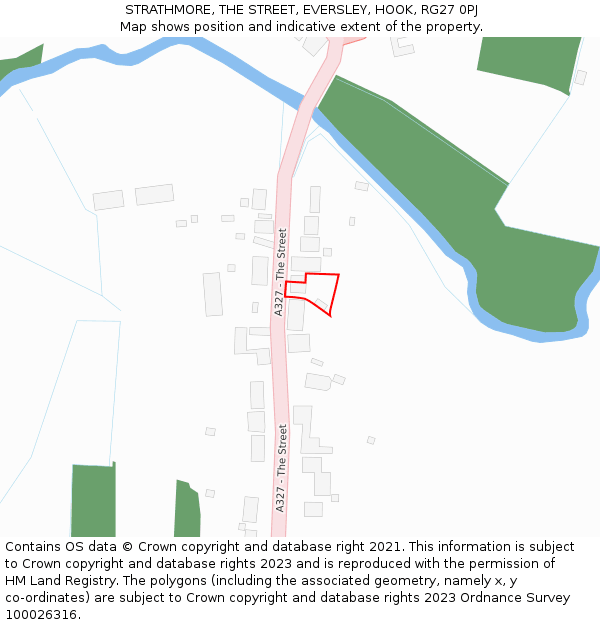 STRATHMORE, THE STREET, EVERSLEY, HOOK, RG27 0PJ: Location map and indicative extent of plot