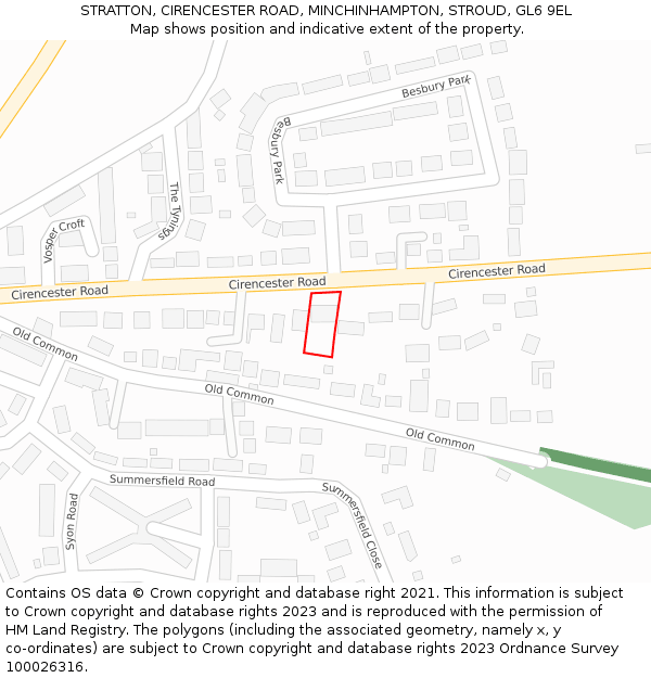 STRATTON, CIRENCESTER ROAD, MINCHINHAMPTON, STROUD, GL6 9EL: Location map and indicative extent of plot