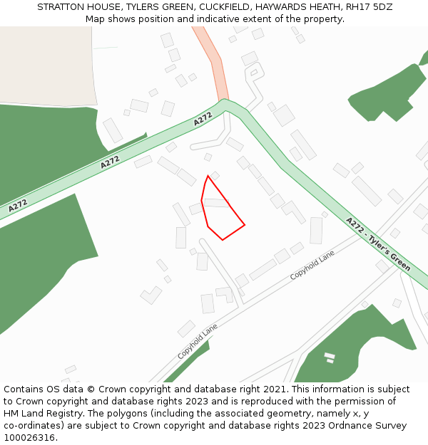 STRATTON HOUSE, TYLERS GREEN, CUCKFIELD, HAYWARDS HEATH, RH17 5DZ: Location map and indicative extent of plot