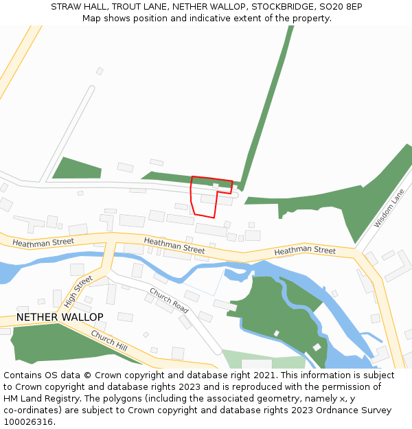 STRAW HALL, TROUT LANE, NETHER WALLOP, STOCKBRIDGE, SO20 8EP: Location map and indicative extent of plot