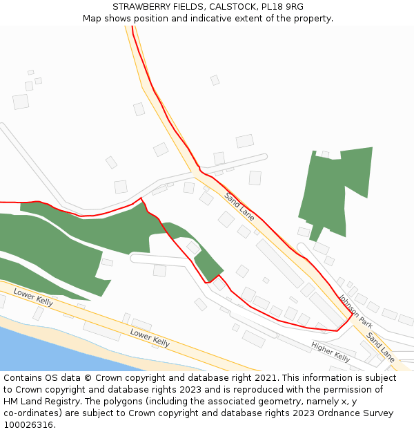 STRAWBERRY FIELDS, CALSTOCK, PL18 9RG: Location map and indicative extent of plot