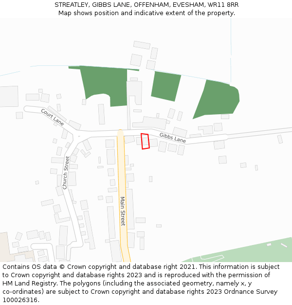 STREATLEY, GIBBS LANE, OFFENHAM, EVESHAM, WR11 8RR: Location map and indicative extent of plot