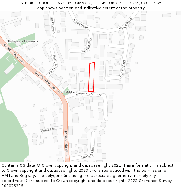 STRIBICH CROFT, DRAPERY COMMON, GLEMSFORD, SUDBURY, CO10 7RW: Location map and indicative extent of plot