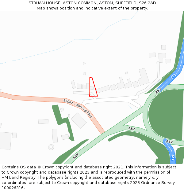 STRUAN HOUSE, ASTON COMMON, ASTON, SHEFFIELD, S26 2AD: Location map and indicative extent of plot