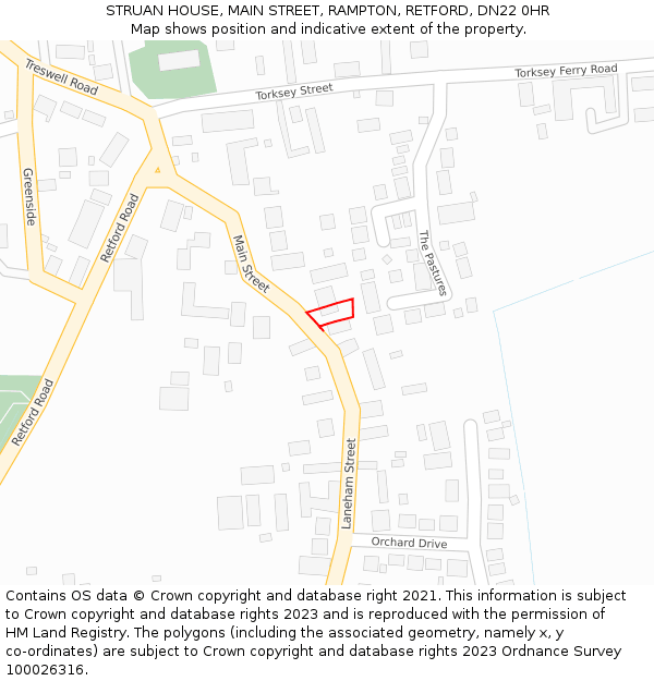 STRUAN HOUSE, MAIN STREET, RAMPTON, RETFORD, DN22 0HR: Location map and indicative extent of plot