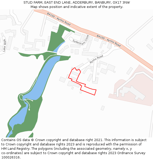 STUD FARM, EAST END LANE, ADDERBURY, BANBURY, OX17 3NW: Location map and indicative extent of plot