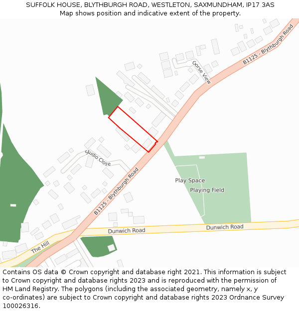 SUFFOLK HOUSE, BLYTHBURGH ROAD, WESTLETON, SAXMUNDHAM, IP17 3AS: Location map and indicative extent of plot