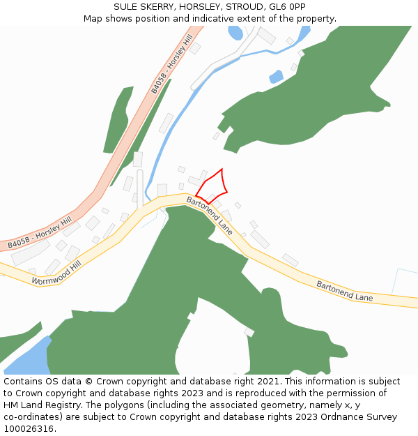 SULE SKERRY, HORSLEY, STROUD, GL6 0PP: Location map and indicative extent of plot