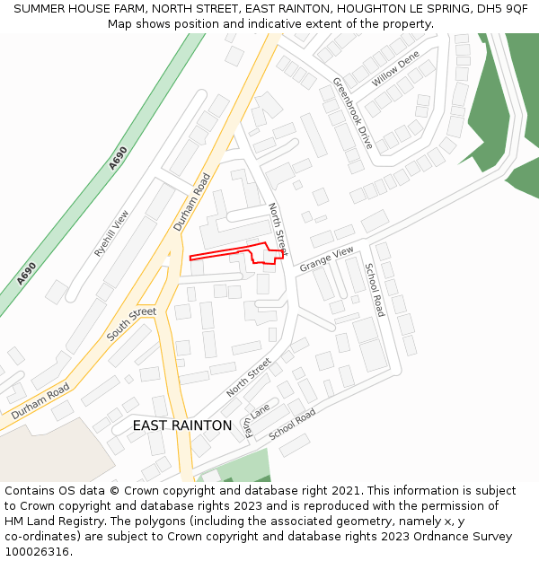 SUMMER HOUSE FARM, NORTH STREET, EAST RAINTON, HOUGHTON LE SPRING, DH5 9QF: Location map and indicative extent of plot