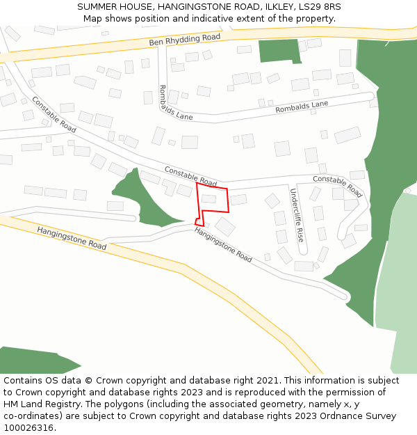 SUMMER HOUSE, HANGINGSTONE ROAD, ILKLEY, LS29 8RS: Location map and indicative extent of plot