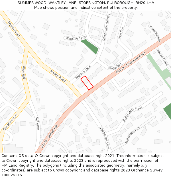 SUMMER WOOD, WANTLEY LANE, STORRINGTON, PULBOROUGH, RH20 4HA: Location map and indicative extent of plot