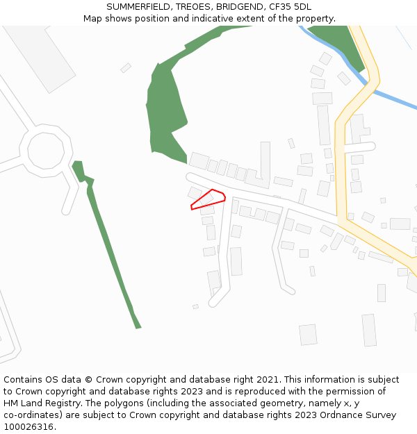 SUMMERFIELD, TREOES, BRIDGEND, CF35 5DL: Location map and indicative extent of plot