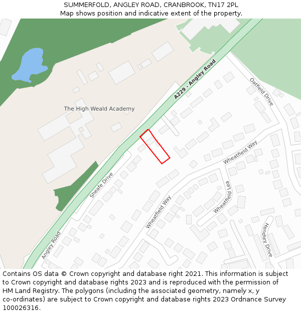 SUMMERFOLD, ANGLEY ROAD, CRANBROOK, TN17 2PL: Location map and indicative extent of plot