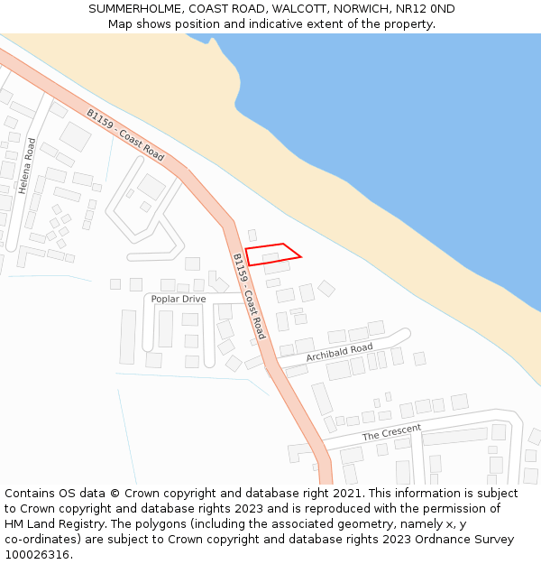 SUMMERHOLME, COAST ROAD, WALCOTT, NORWICH, NR12 0ND: Location map and indicative extent of plot