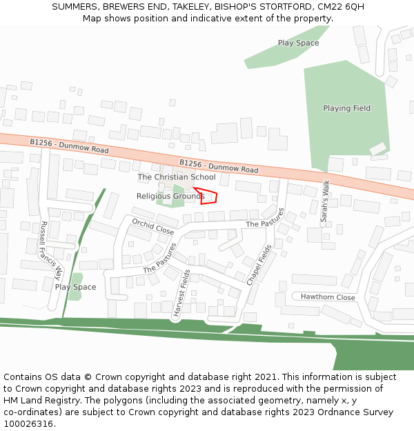 SUMMERS, BREWERS END, TAKELEY, BISHOP'S STORTFORD, CM22 6QH: Location map and indicative extent of plot