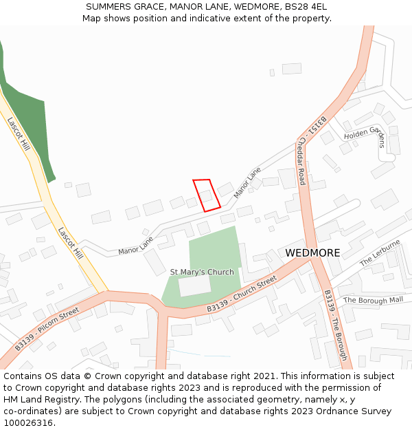 SUMMERS GRACE, MANOR LANE, WEDMORE, BS28 4EL: Location map and indicative extent of plot