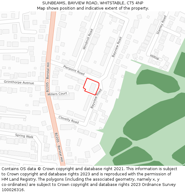 SUNBEAMS, BAYVIEW ROAD, WHITSTABLE, CT5 4NP: Location map and indicative extent of plot