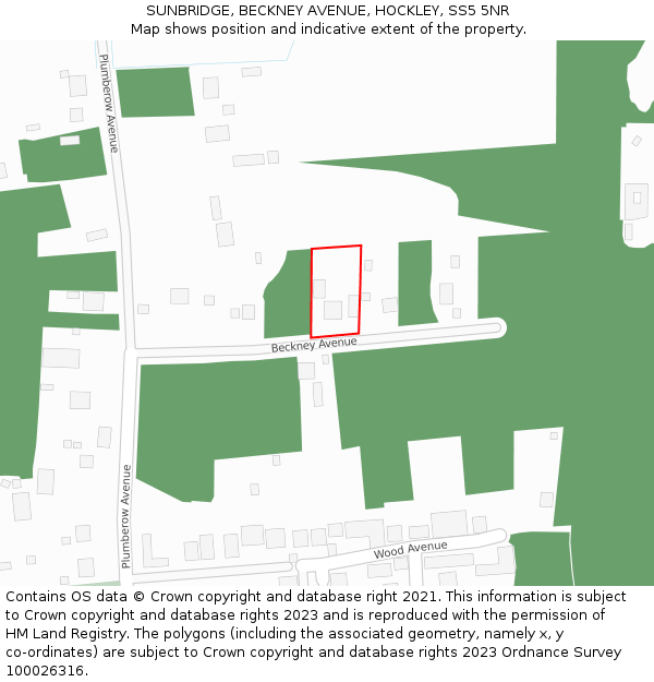 SUNBRIDGE, BECKNEY AVENUE, HOCKLEY, SS5 5NR: Location map and indicative extent of plot