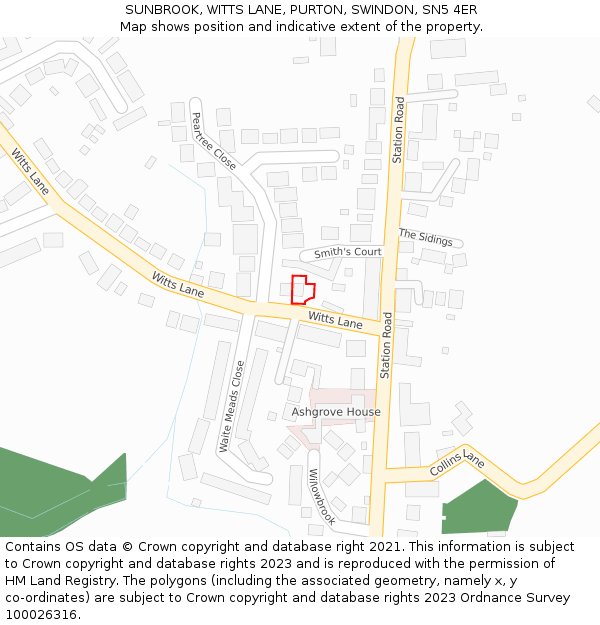 SUNBROOK, WITTS LANE, PURTON, SWINDON, SN5 4ER: Location map and indicative extent of plot