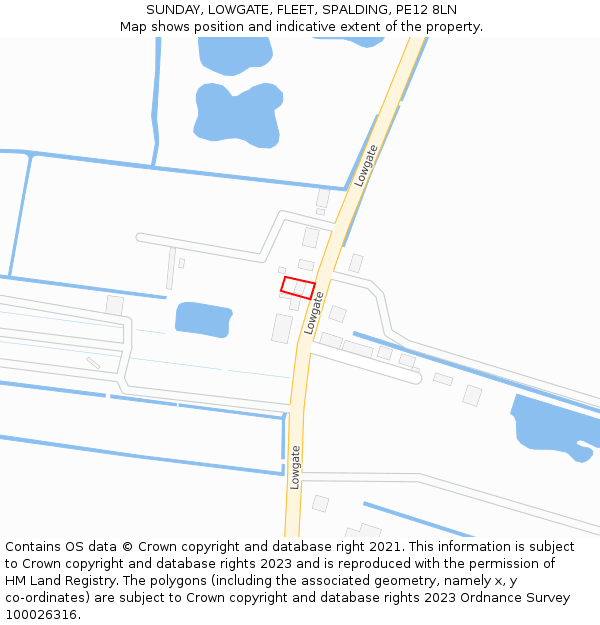 SUNDAY, LOWGATE, FLEET, SPALDING, PE12 8LN: Location map and indicative extent of plot