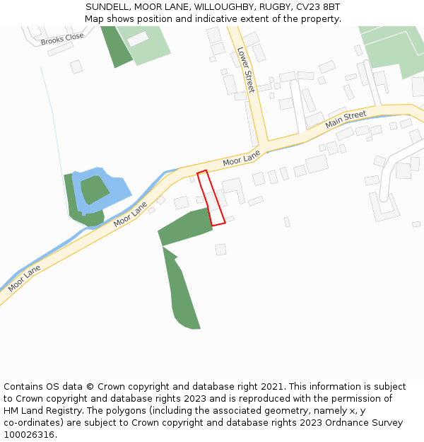 SUNDELL, MOOR LANE, WILLOUGHBY, RUGBY, CV23 8BT: Location map and indicative extent of plot