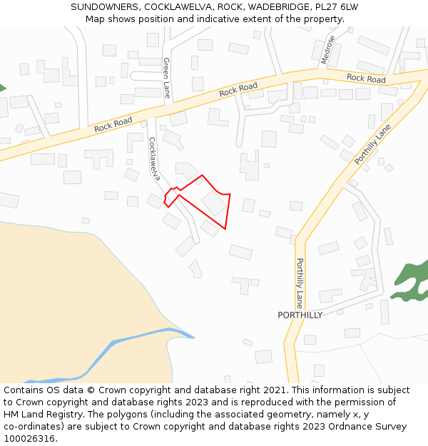 SUNDOWNERS, COCKLAWELVA, ROCK, WADEBRIDGE, PL27 6LW: Location map and indicative extent of plot