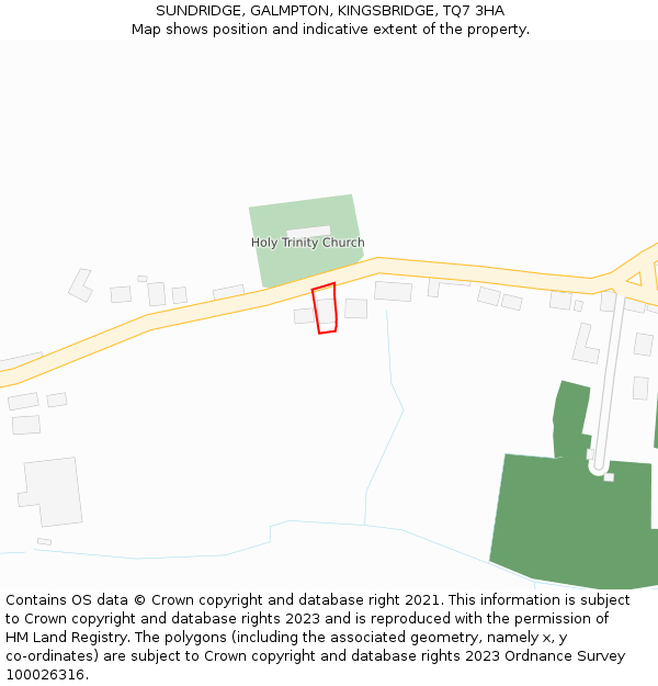 SUNDRIDGE, GALMPTON, KINGSBRIDGE, TQ7 3HA: Location map and indicative extent of plot