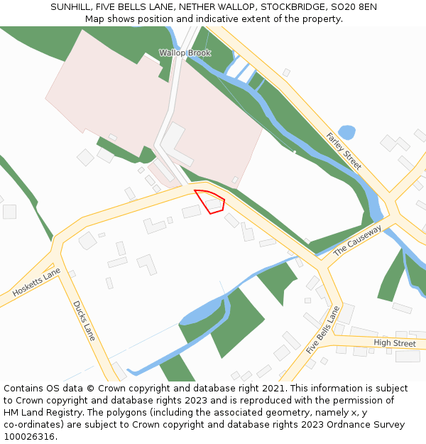 SUNHILL, FIVE BELLS LANE, NETHER WALLOP, STOCKBRIDGE, SO20 8EN: Location map and indicative extent of plot