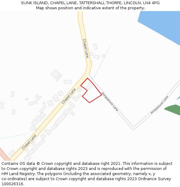 SUNK ISLAND, CHAPEL LANE, TATTERSHALL THORPE, LINCOLN, LN4 4PG: Location map and indicative extent of plot