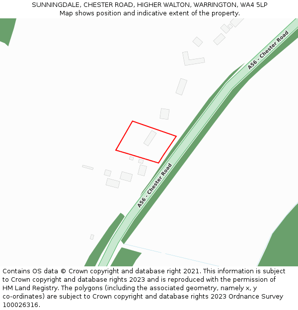 SUNNINGDALE, CHESTER ROAD, HIGHER WALTON, WARRINGTON, WA4 5LP: Location map and indicative extent of plot