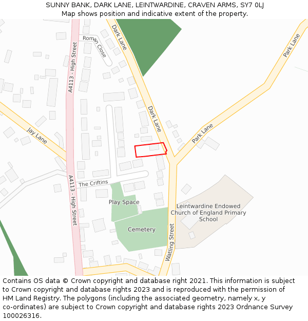 SUNNY BANK, DARK LANE, LEINTWARDINE, CRAVEN ARMS, SY7 0LJ: Location map and indicative extent of plot