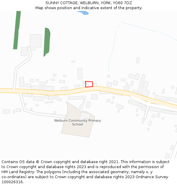 SUNNY COTTAGE, WELBURN, YORK, YO60 7DZ: Location map and indicative extent of plot