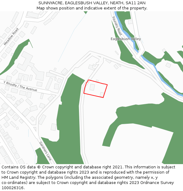SUNNYACRE, EAGLESBUSH VALLEY, NEATH, SA11 2AN: Location map and indicative extent of plot