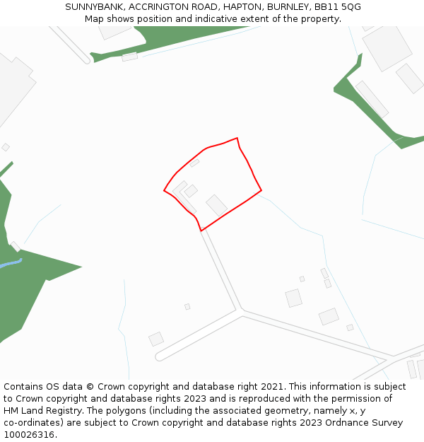 SUNNYBANK, ACCRINGTON ROAD, HAPTON, BURNLEY, BB11 5QG: Location map and indicative extent of plot