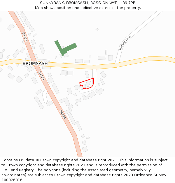 SUNNYBANK, BROMSASH, ROSS-ON-WYE, HR9 7PR: Location map and indicative extent of plot