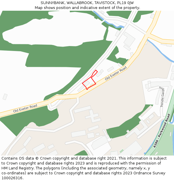 SUNNYBANK, WALLABROOK, TAVISTOCK, PL19 0JW: Location map and indicative extent of plot