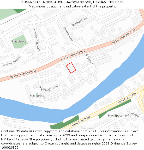 SUNNYBRAE, INNERHAUGH, HAYDON BRIDGE, HEXHAM, NE47 6EY: Location map and indicative extent of plot