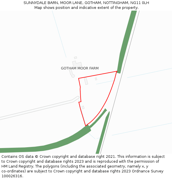 SUNNYDALE BARN, MOOR LANE, GOTHAM, NOTTINGHAM, NG11 0LH: Location map and indicative extent of plot