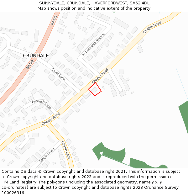 SUNNYDALE, CRUNDALE, HAVERFORDWEST, SA62 4DL: Location map and indicative extent of plot