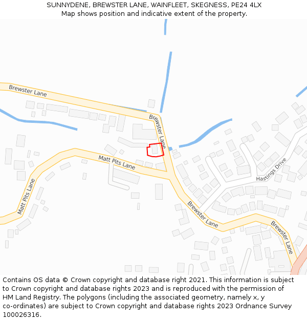 SUNNYDENE, BREWSTER LANE, WAINFLEET, SKEGNESS, PE24 4LX: Location map and indicative extent of plot