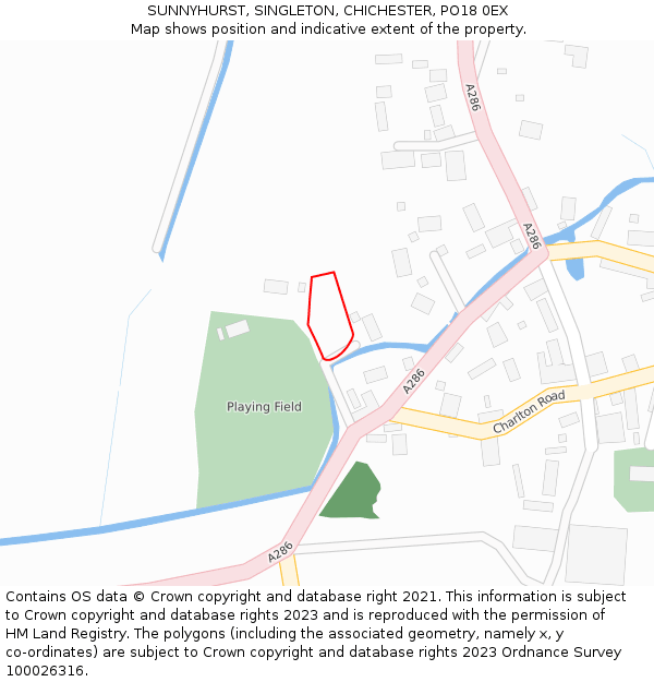 SUNNYHURST, SINGLETON, CHICHESTER, PO18 0EX: Location map and indicative extent of plot