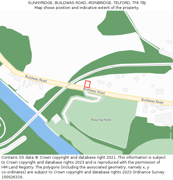 SUNNYRIDGE, BUILDWAS ROAD, IRONBRIDGE, TELFORD, TF8 7BJ: Location map and indicative extent of plot