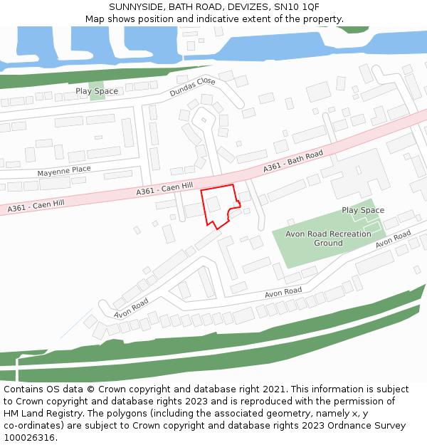 SUNNYSIDE, BATH ROAD, DEVIZES, SN10 1QF: Location map and indicative extent of plot